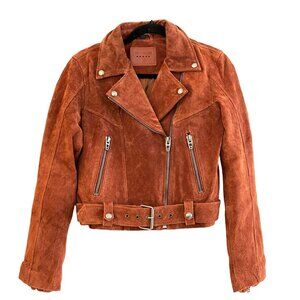 Blank NYC Suede Moto Jacket Chestnut Brown Size Small NWOT